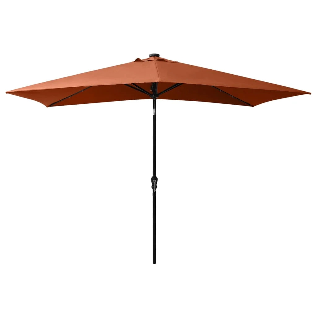 Ombrellone con LED e palo in acciaio color terracotta 2 x 3 m 02_0008072