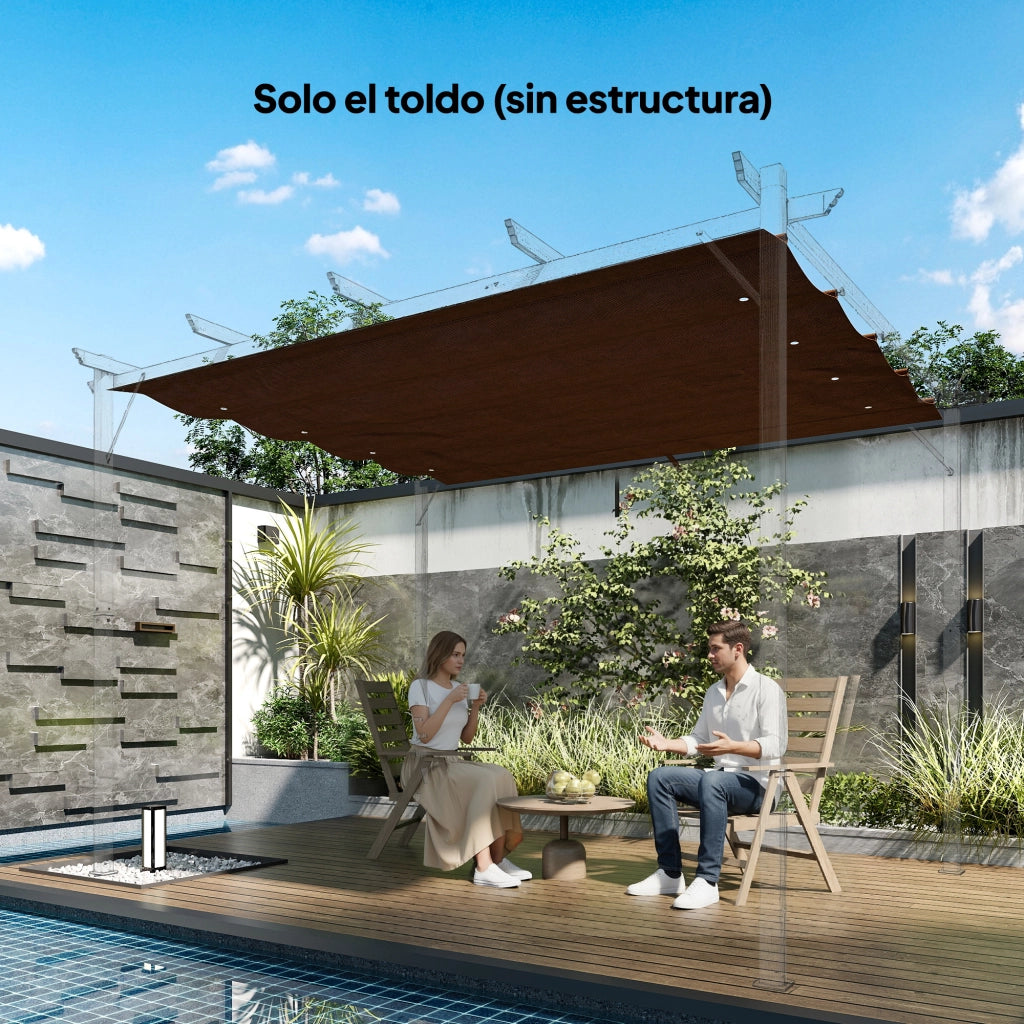 Toldo Retrattile 3x2,5 m per Pergola ¨C zephmum ¨C Colore Marrone