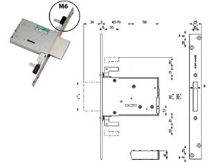 SERRATURA TRIPLICE DA INFILARE DOPPIA MAPPA 40706- - mm.60 (4070668C6) - 1 pezzi MOTTURA