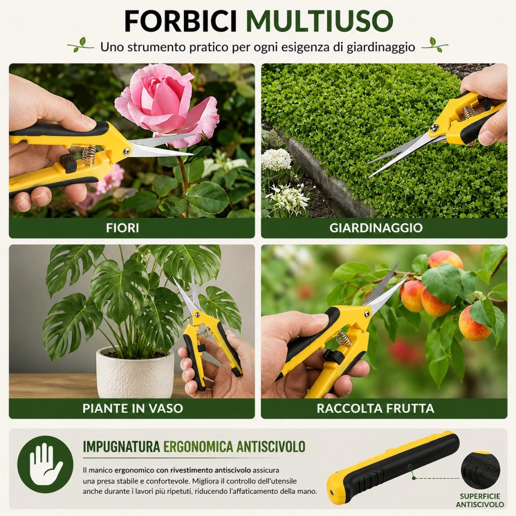 Forbici da Potatura 165 mm Acciaio Inox per Bonsai e Piante 353711