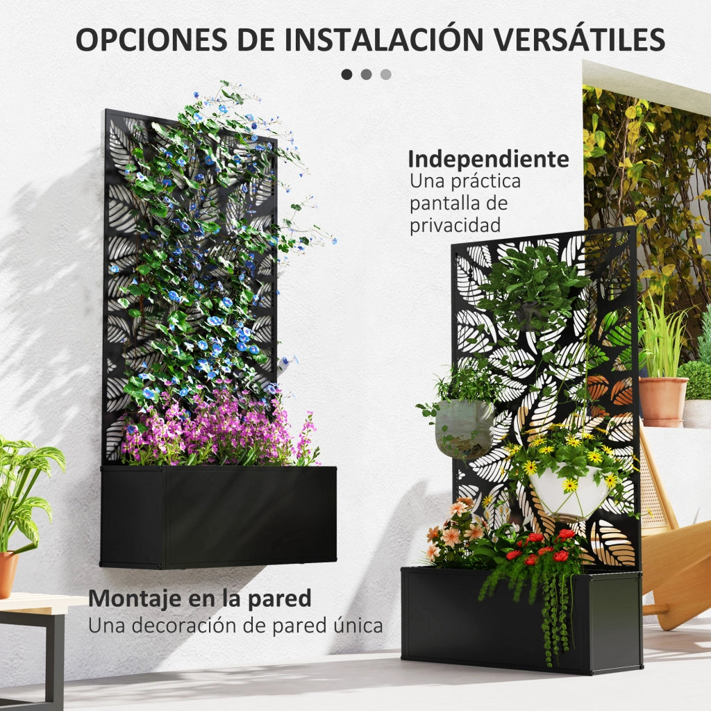 Giardiniera da Parete con Pannello Privacy ¨C Zephmum ¨C Nero 61x23x113 cm