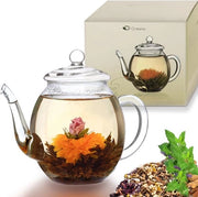 Tazza di vetro con coperchio per 500ml tè di fiori di tè, rose e tè e sacchetti di tè di alta qualità e resistente al calore