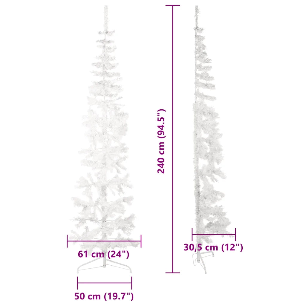 Albero Natale Artificiale Sottile a MetÃ  Supporto Bianco 240 cm