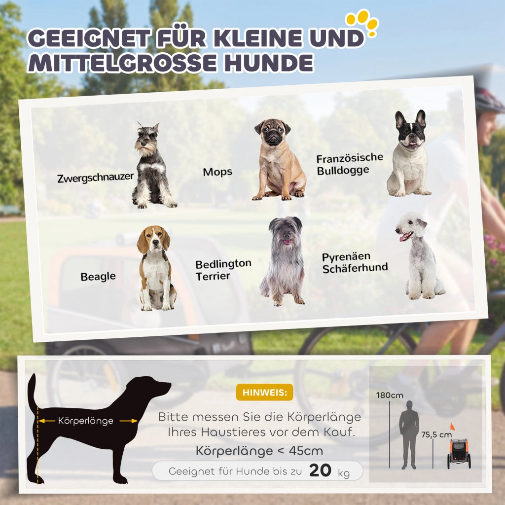 Trasportino per Cani Pieghevole per Bicicletta con Riflettori ¨C zephmum ¨C Arancione