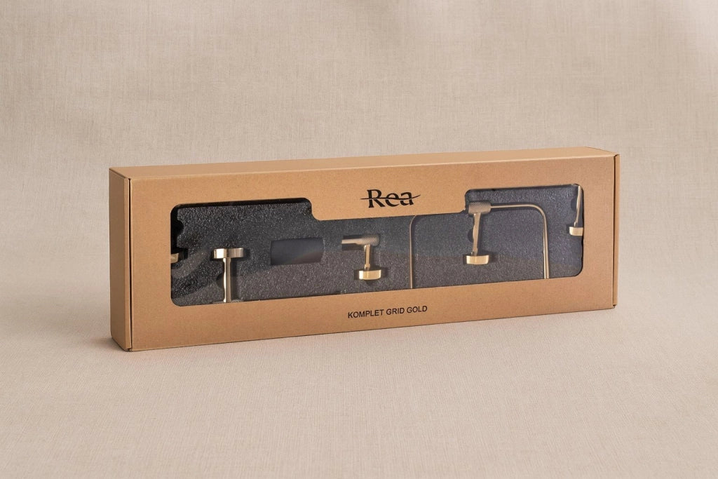 Set Accessori Da Bagno Grid Gold 4 Pezzi