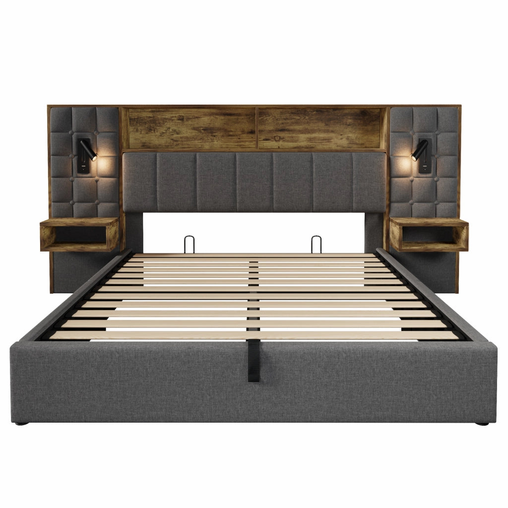 Letto Contenitore 160 x 200 cm; Letto Matrimoniale - USB; Type-C e 2 Lampade