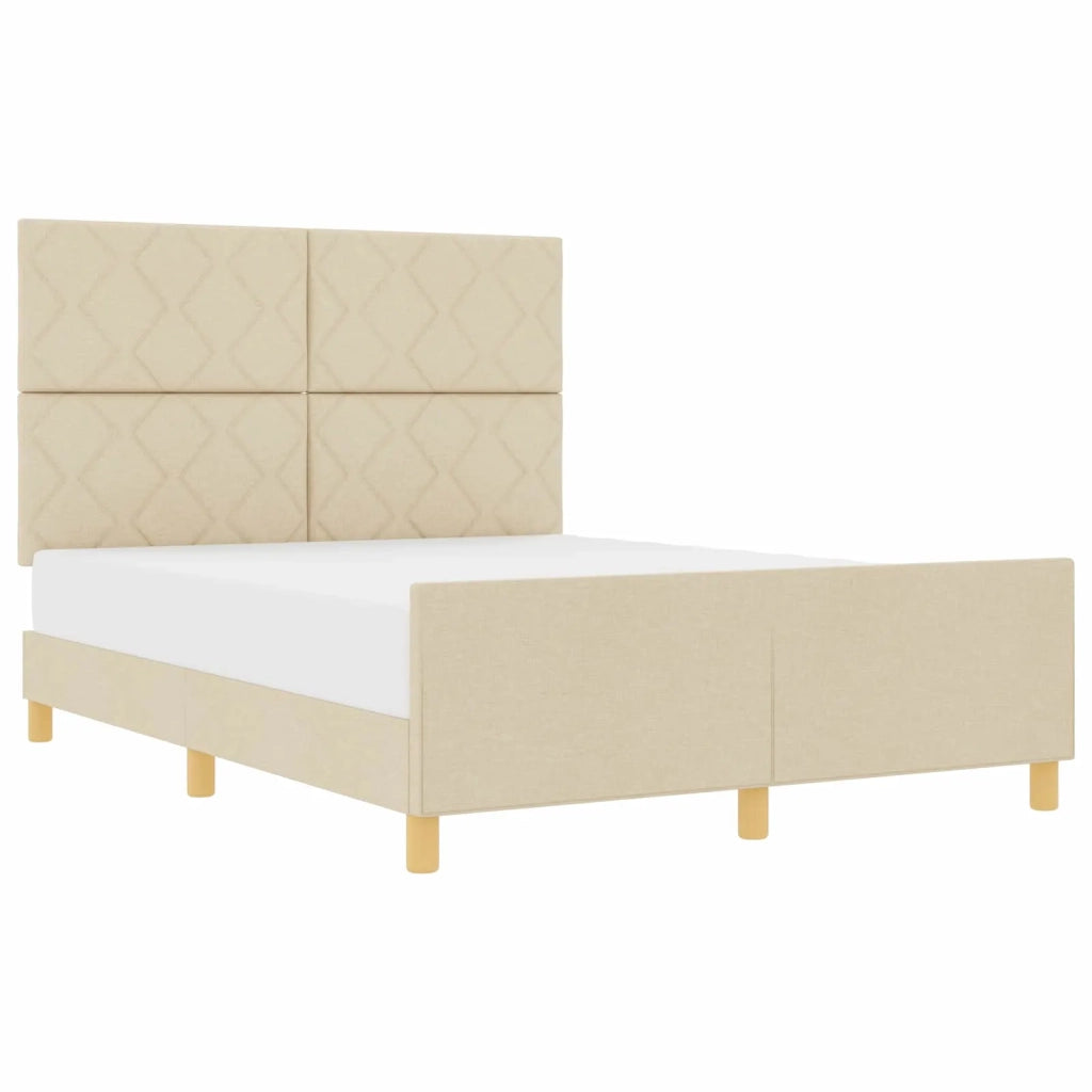 Struttura del letto con testiera Crema 160 x 200 cm Tessuto 3344821