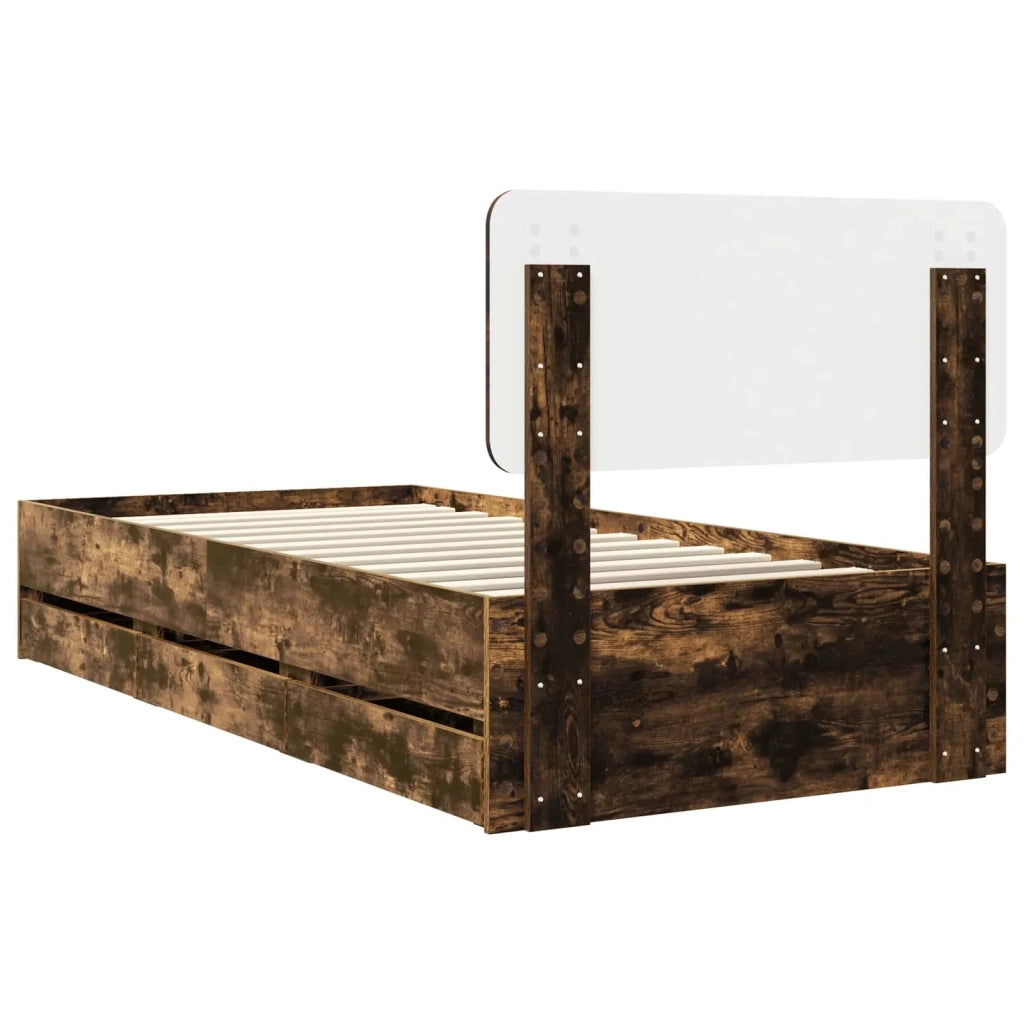 Struttura del letto con cassetto Quercia Affumicata 90 x 190 cm