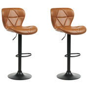 Set di 2 sgabelli in ecopelle marrone dorato con altezza regolabile sedia da bar moderna da cucina