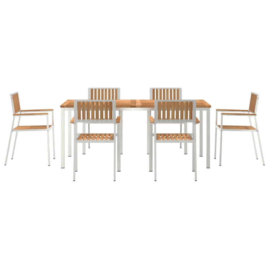 Set Pranzo Giardino  7 Pezzi Legno Massello Teak
