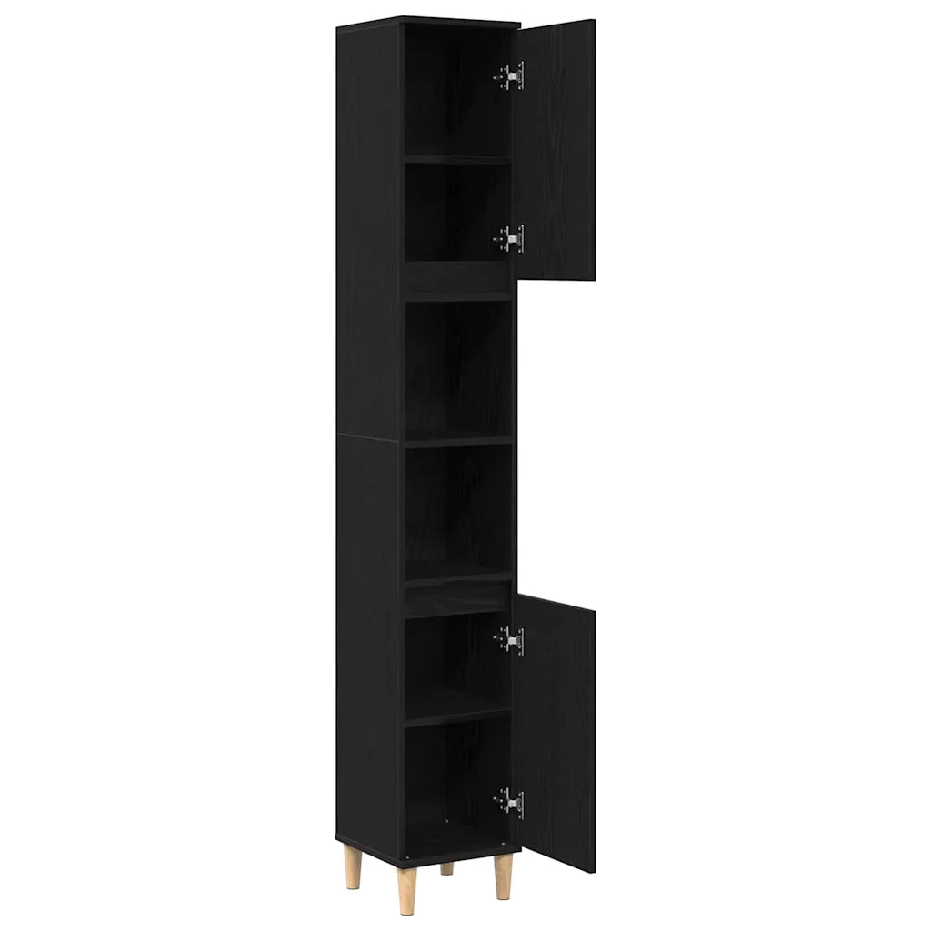 Mobile da Bagno Rovere Nero 30 x 30 x 190 cm Legno multistrato 862805