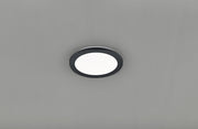 CAMILLUS PLAFONIERA LED TONDA METALLO NERO OPACO CON FUNZIONE DIMMERABILITA' CON NORMALE INTERRUTTORE A PARETE IP44 D. 26CM LED 13 W · 1.500 lm · 3.000 K