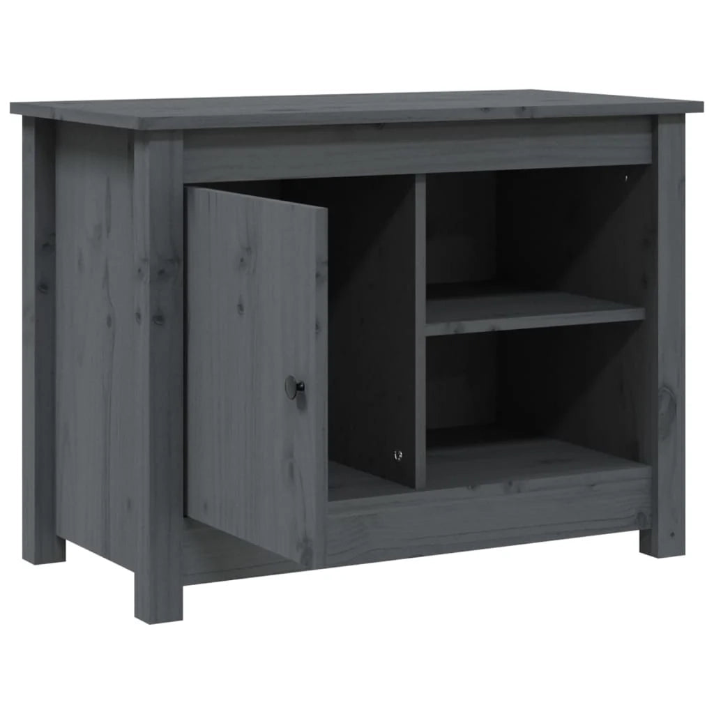 Mobile TV multimediale scaffale TV credenza TV sala da pranzo soggiorno camera da letto 70 x 36,5 x 52 cm legno di pino massiccio grigio 02_0026192
