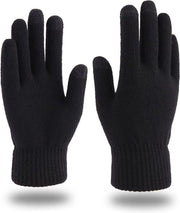 Maniche da neve in lana a maglia - guanti da toccaschermo caldi e spessi - uomo e donna guanti in velluto e spessi - guanti a maglia con allungamento - adatti per bicicletta, moto, sport e escursioni - nero - 21*10.5cm