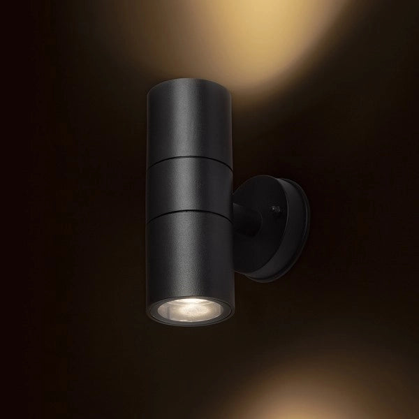 Faretto SORANO II da parete nero plastica 230V LED GU10 2x8W IP44