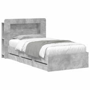 Letto singolo | Letto per adulti | Telaio del letto con storage Grigio Cemento 90 x 190 cm