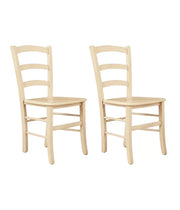 Set 2 sedie shabby legno laccato avorio anticato seduta legno 43x46x89 - Mobili 2G