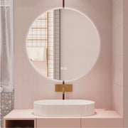 AICA Specchio da bagno 70 x 70 cm, 3 colori, antiappannamento, dimmerabile, interruttore touch, Funzione Memoria