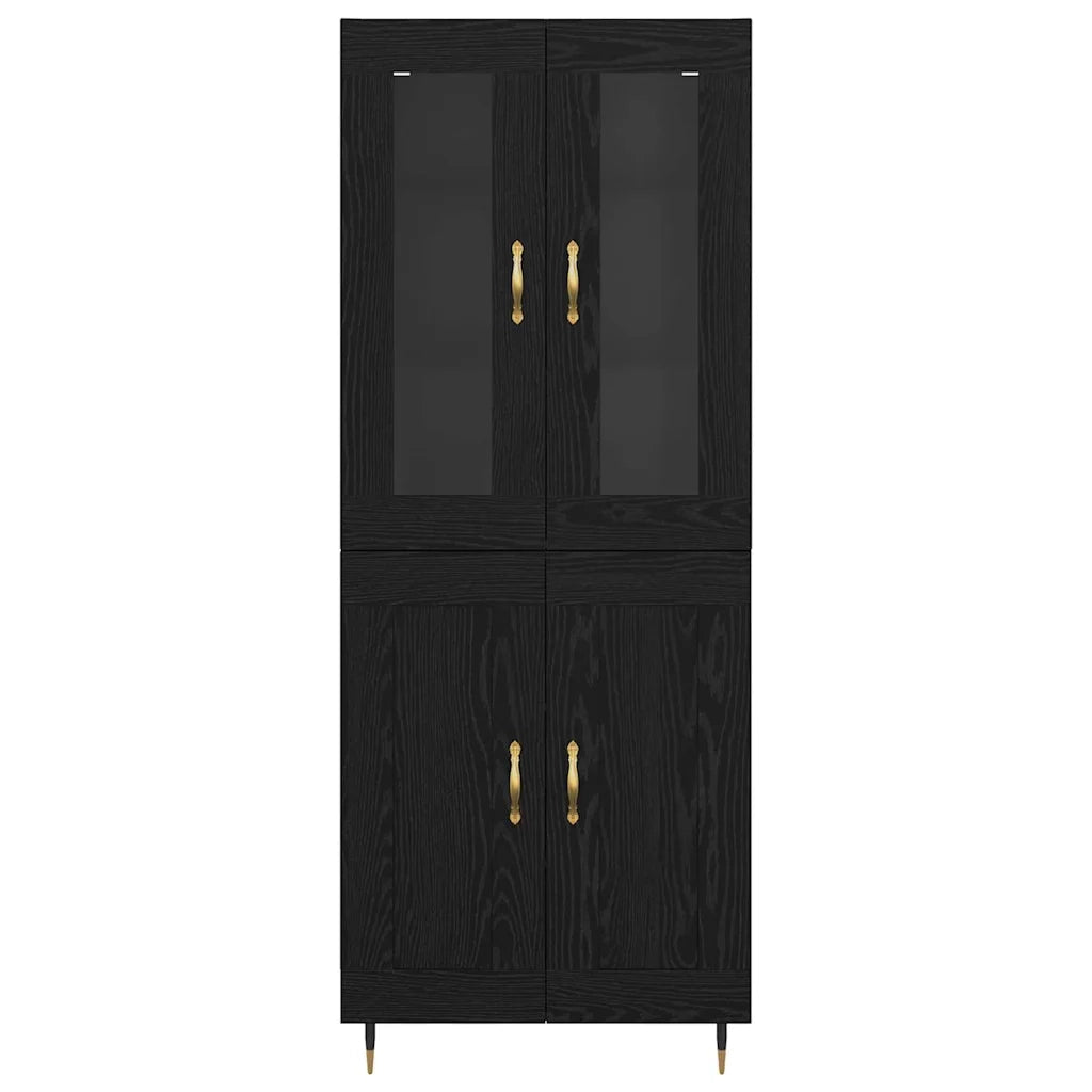 Credenza 2 pz | Madia | Buffet da pranzo | Armadio da pranzo Rovere Nero Legno multistrato