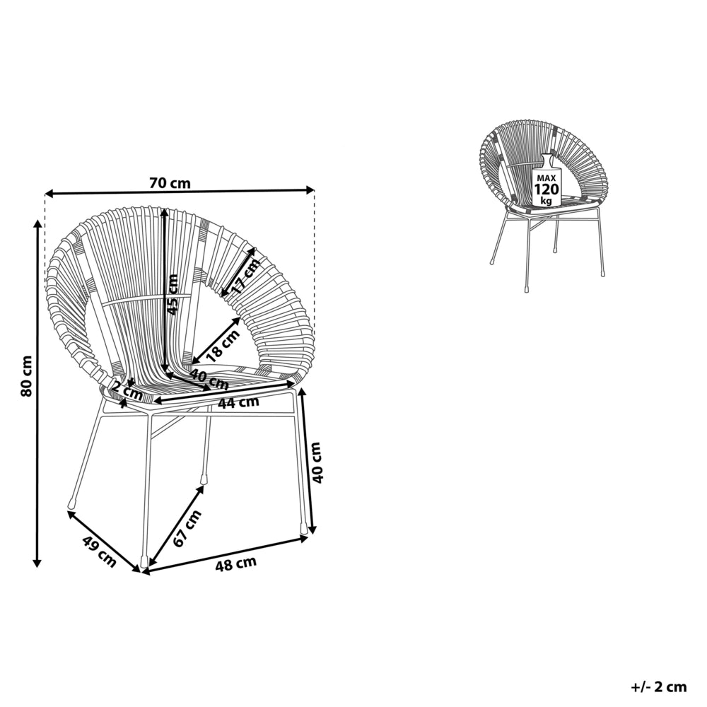 Poltrona in rattan Vimini marrone Gambe in metallo Nero Papasan Soggiorno Sala da pranzo
