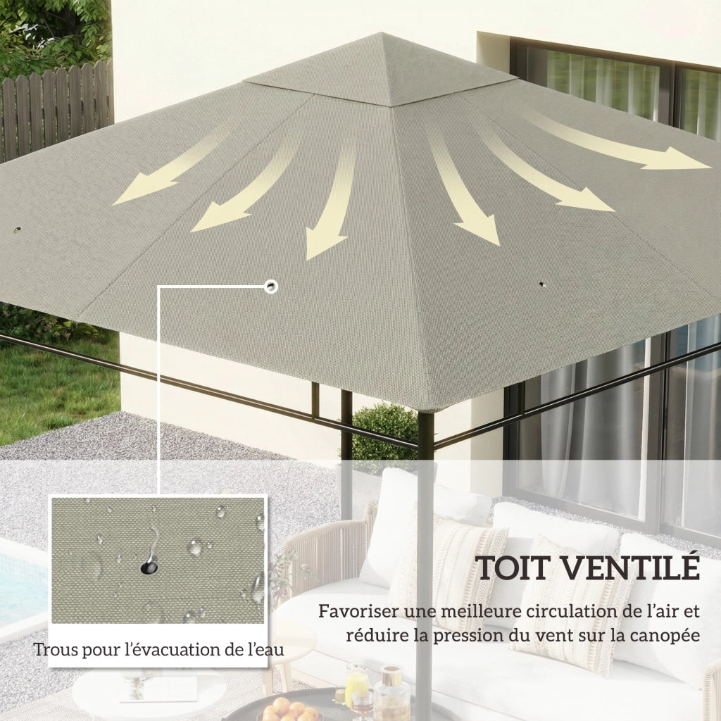 Tenda gazebo giardino polyester ¨C zephmum ¨C grigio 3x3 m 180 g/m2