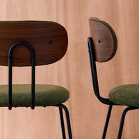 Set 2 sedie in legno tinto noce e tessuto idrorepellente, verde kaki