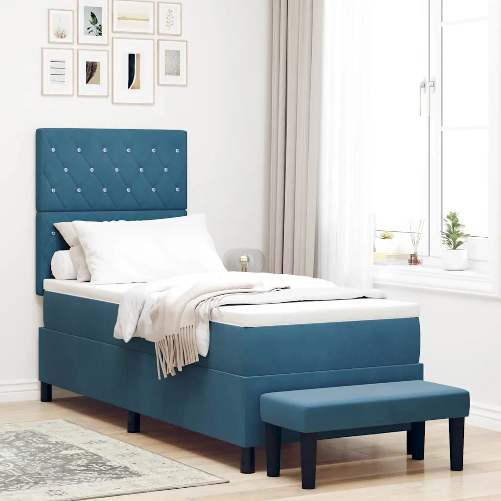 Letto a molle con cuscino Blu scuro 200 x 80 cm Velluto 3344412