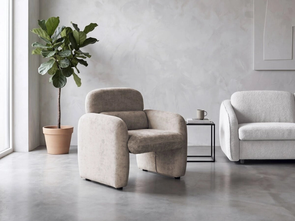 Poltrona lounge "Cozmo" in tessuto screziato - 78 x 79 x 77 cm - Beige