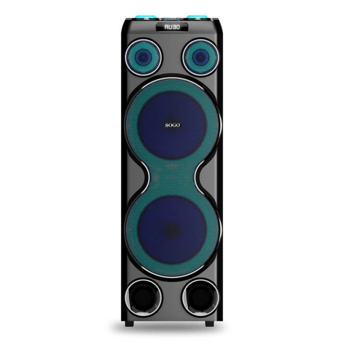 Cassa amplificata portatile 1800W PMPO, 150W RMS, Bluetooth TWS, LED RGB multicolore, karaoke microfono incluso - SOGO