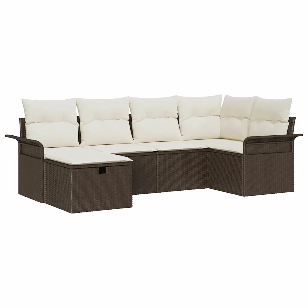 Set Divano da Giardino con cuscino 6 pcs Poly Rattan