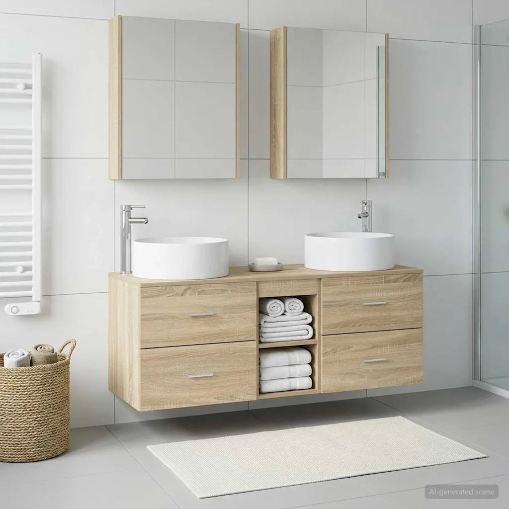 Set di mobili per il bagno 5 pcs Rovere Sonoma 3407089