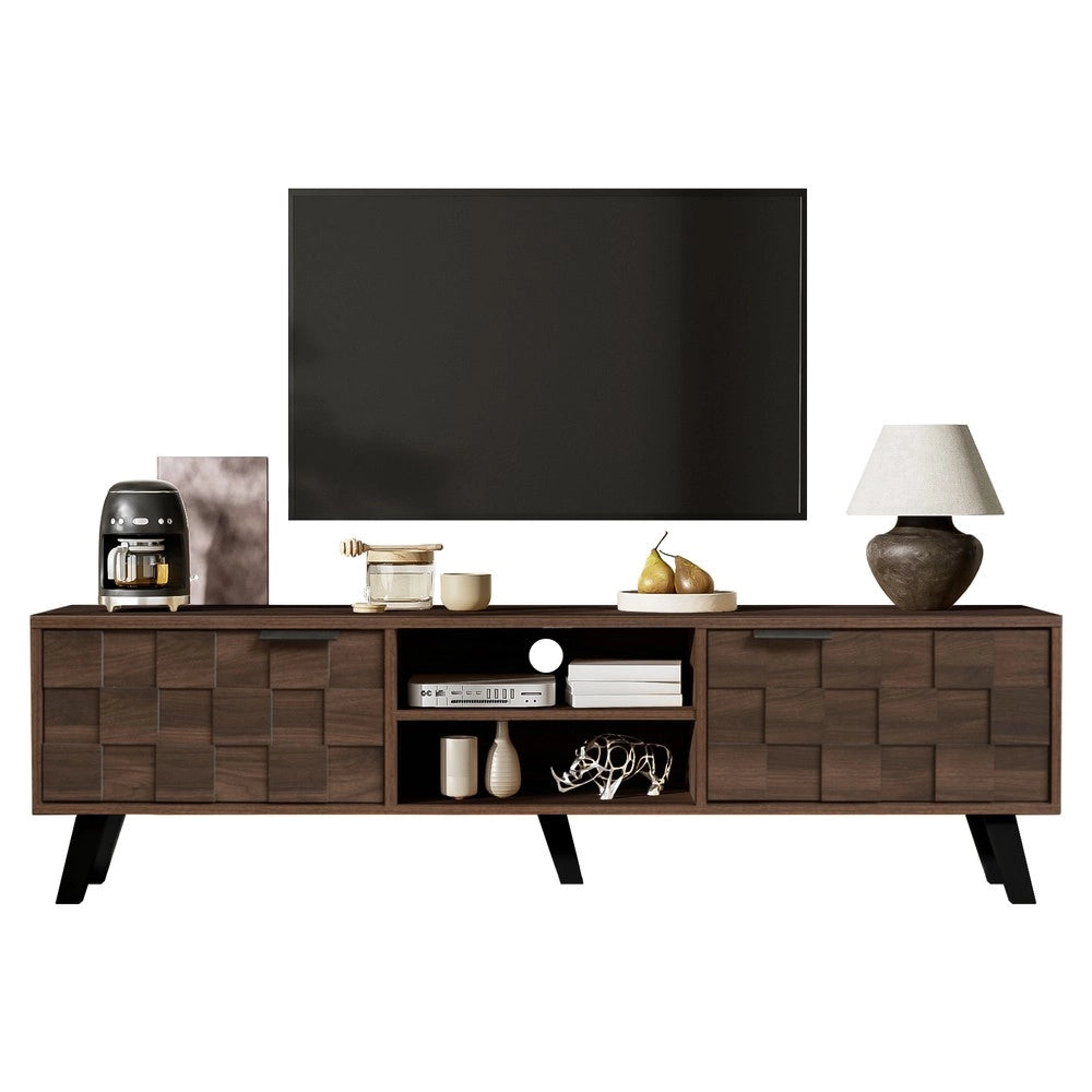 Mobile TV con 2 Ante e 2 Ripiani Aperti ¨C Xylo ¨C Legno Scuro 160x35x45 cm