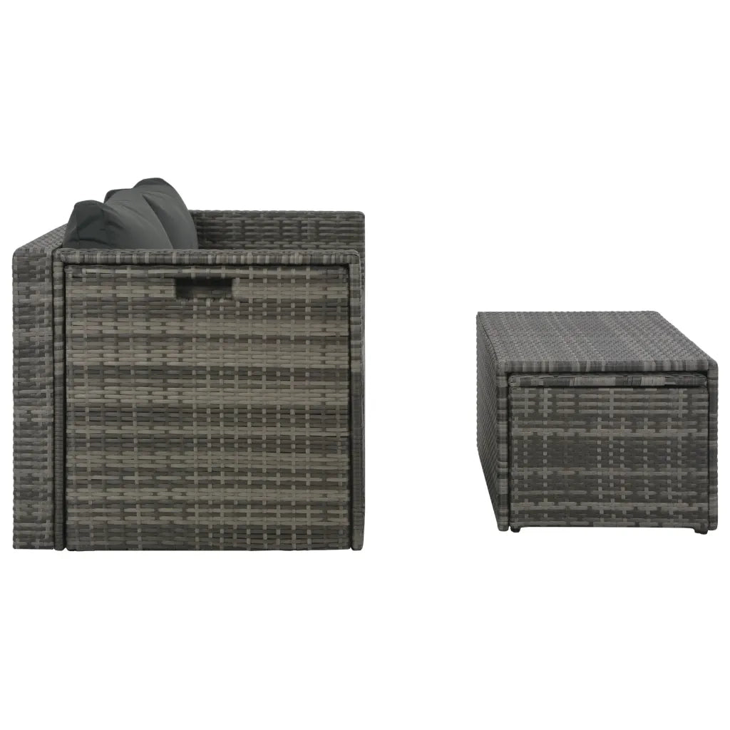 Set Divani da Giardino 6 pz con Cuscini in Polyrattan Grigio cod mxl 37497