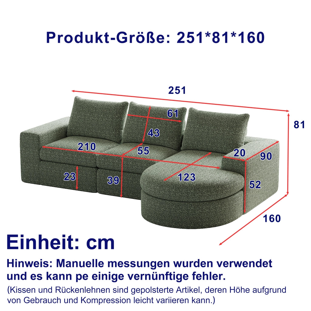 Divano modulare in chenille - Zephmum- L chaise longue schiuma compressa nessun montaggio
