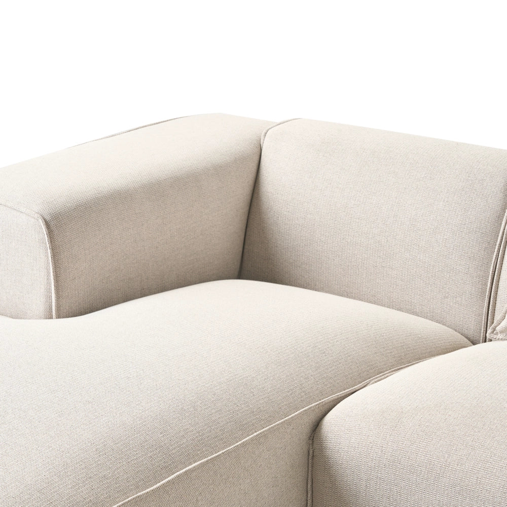 Divano Angolare color Beige chiaro 3 Posti Cuscini Extra stile moderno soggiorno