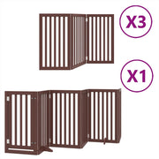 Cancelletto di sicurezza per animali domestici porta pieghevole 15 pannelli legno di pioppo marrone 02_0023210