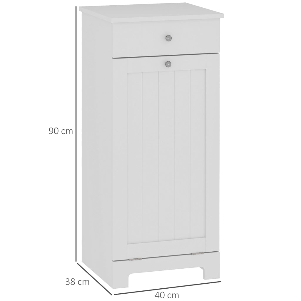Armadietto da Bagno con Cestino Bianco ¨C Zephmum ¨C 40x38x90 cm