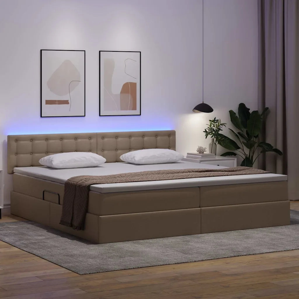 Letto con contenitore e LED con led Grigio chiaro 200 x 200 cm 3371048