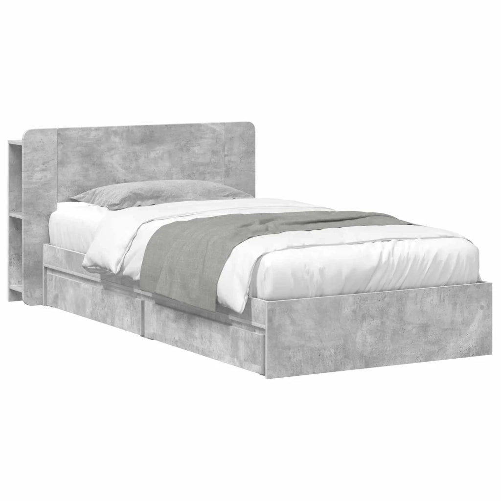 Telaio del letto con storage Grigio Cemento 75 x 190 cm