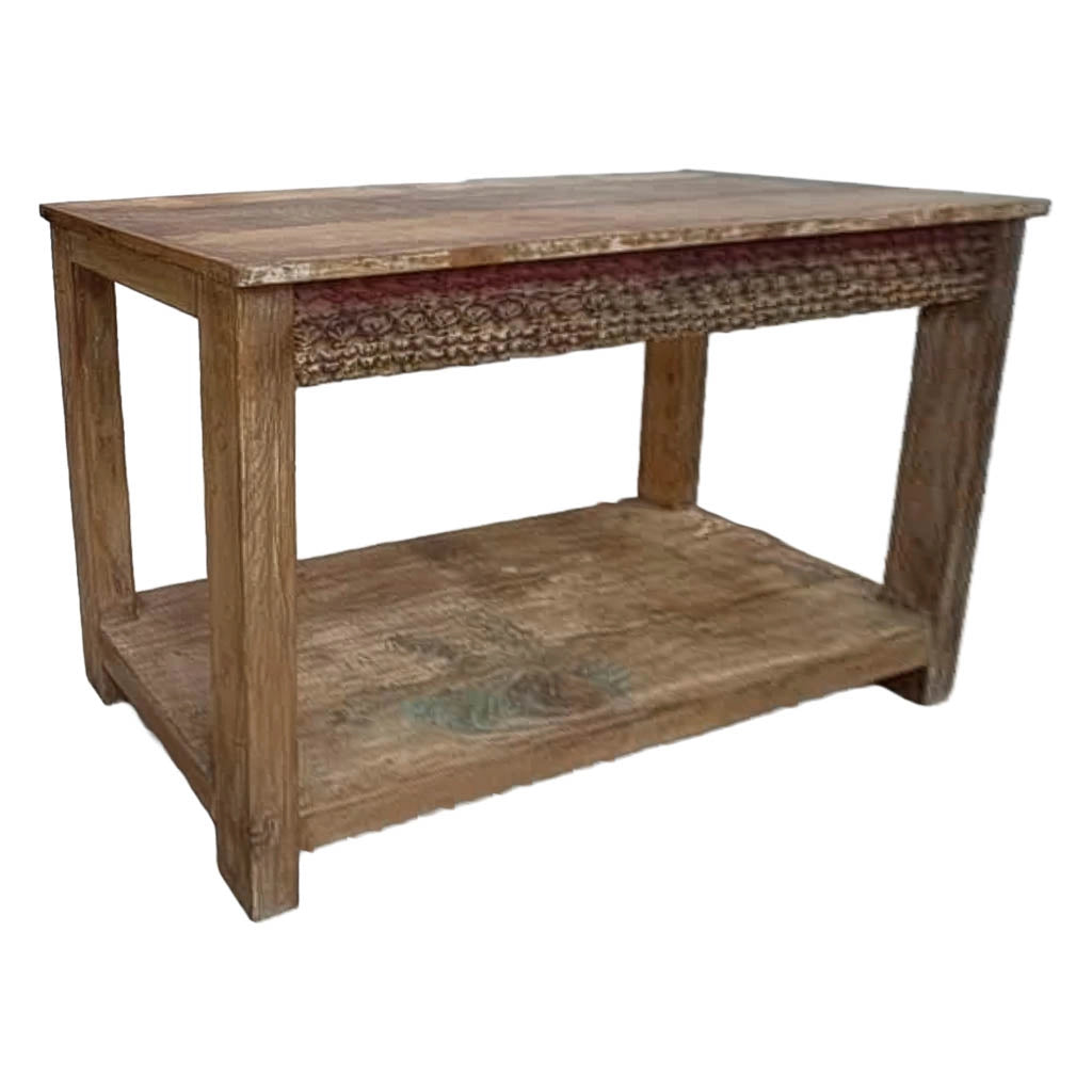 Tavolino da ingresso in legno marrone artigianale, 122x39x79 cm