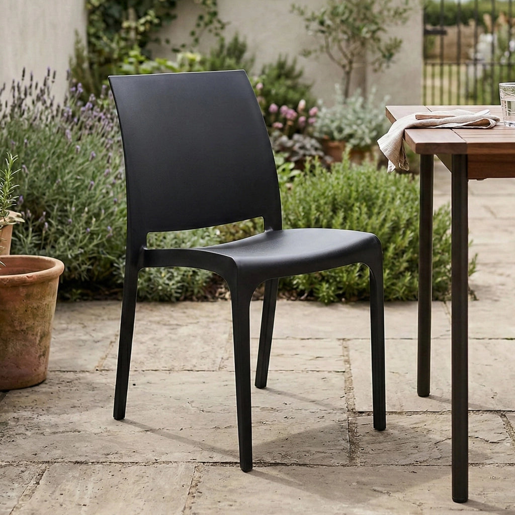 Sedia da esterno Camo, Seggiola da giardino, Seduta outdoor multiuso, Panchina da giardino, Made in Italy, 54x46 h80 cm, Antracite