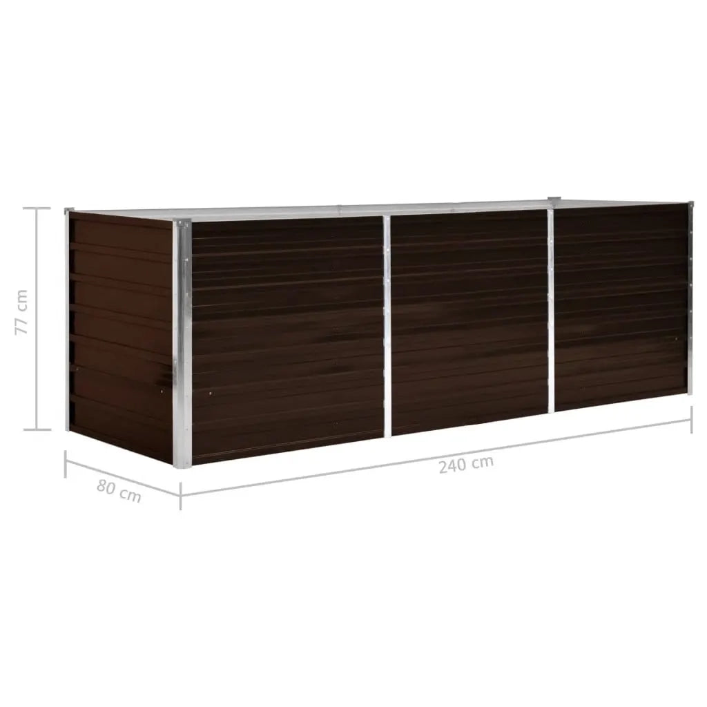 Fioriere | Cassetta per fiori | Letto Rialzato Giardino Marrone 240x80x77 cm in Acciaio Zincato