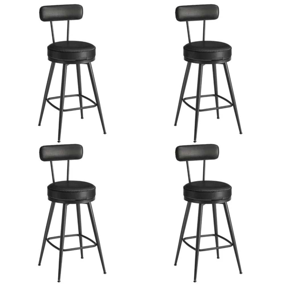 Set di 4 sgabelli da bar di design sedie da cucina sedute imbottite in PU con cuciture in stile moderno di metà secolo per cucina/bar nero 12_0005371
