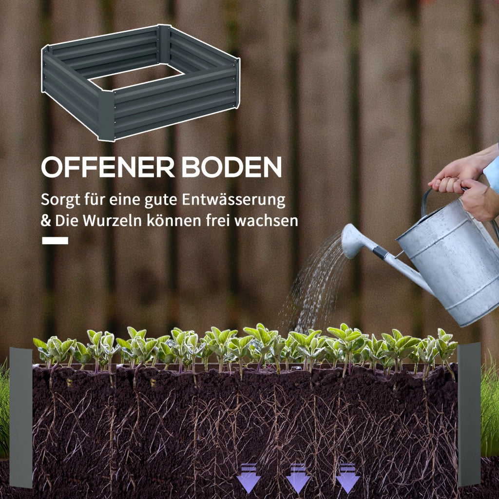Set Piantatori per Giardino e Terrazza ¨C zephmum ¨C Acciaio Zincato, Grigio Scuro, 100x100x30 cm