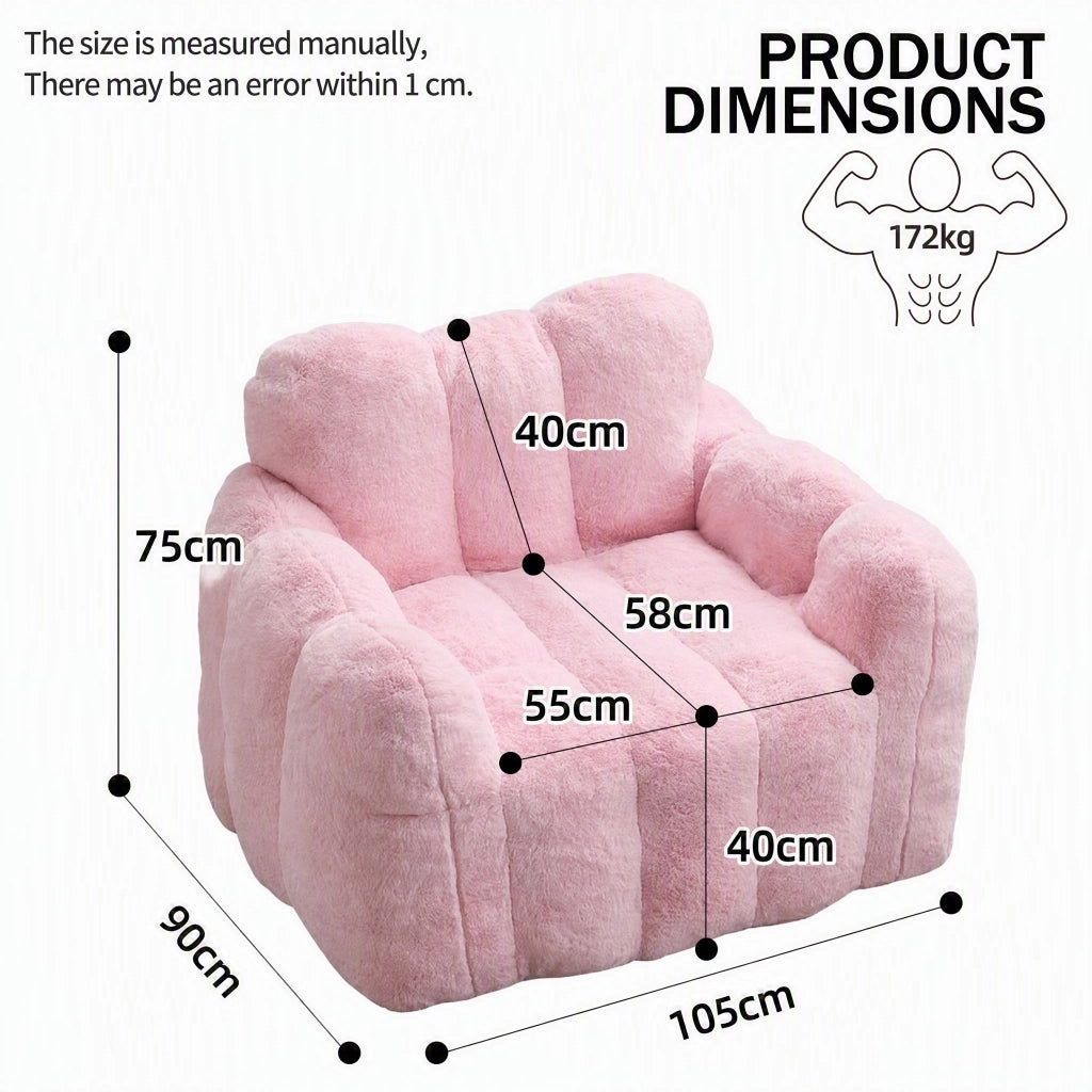 POUF a forma di loto in tessuto effetto peluche Rosa