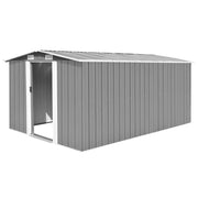 Casetta da giardino cabina ripostiglio casetta da esterno robusta casetta per attrezzi 257 x 392 x 181 cm metallo grigio 02_0022167