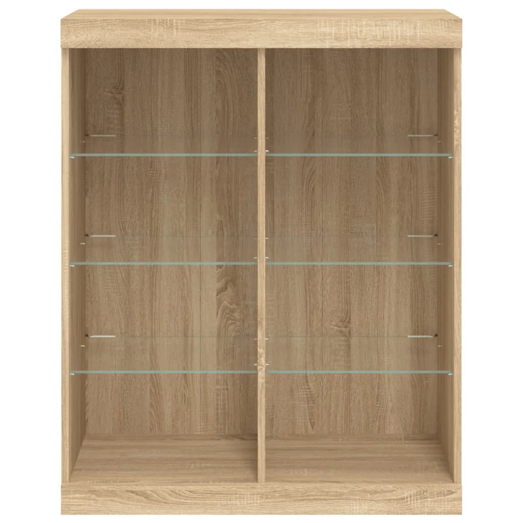 Buffet credenza cassettiera armadio mobile contenitore organizer per cucina soggiorno salotto con luci LED Sonoma 81 x 37 x 100 cm marrone 02_0029970
