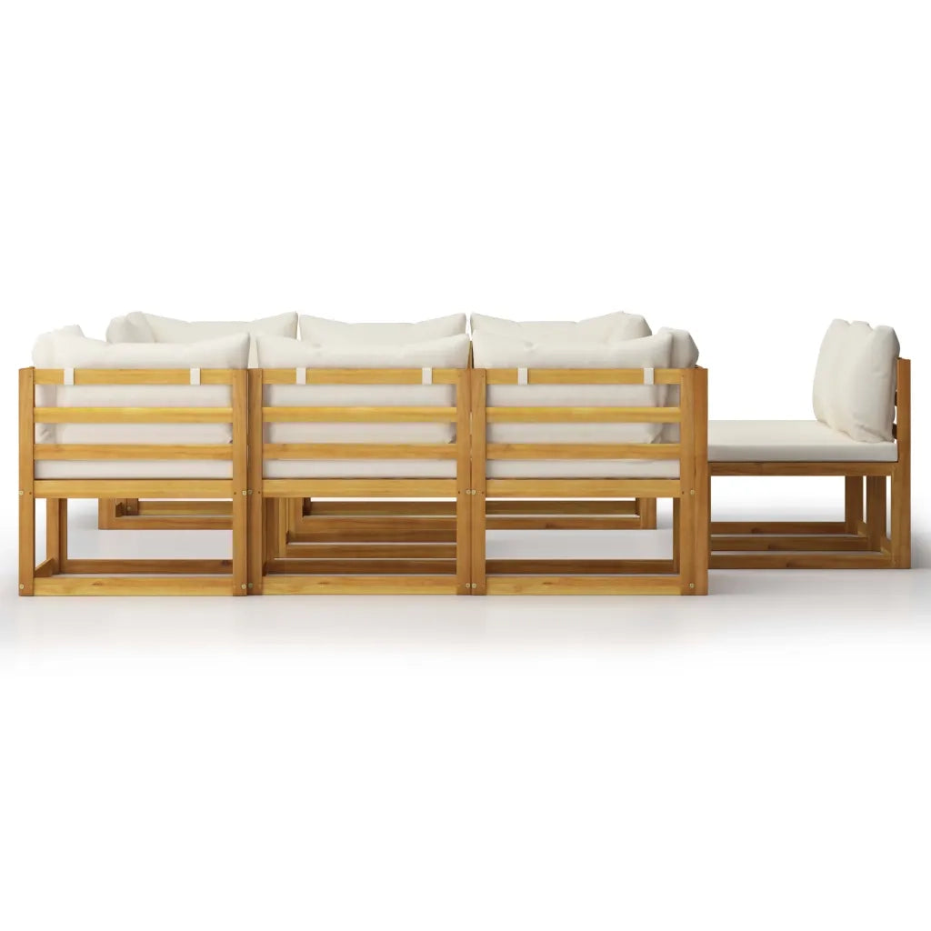 Set Divani da Giardino 9 pz con Cuscini Crema Legno di Acacia 3057642