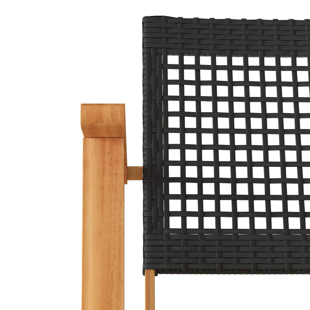 Sedie da Giardino 2 pz | Sedie da Esterno Nere in Polyrattan e Legno di Acacia