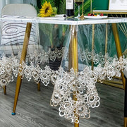 Tavolo plastico rettangolare - grande formato tovagliato per tavolo - impermeabile - tovagliato impermeabile in vinile PVC - impermeabile - bordo ricamato con canna trasparente copri tavolo per cucina dentro e fuori 150 x 240 cm fiori